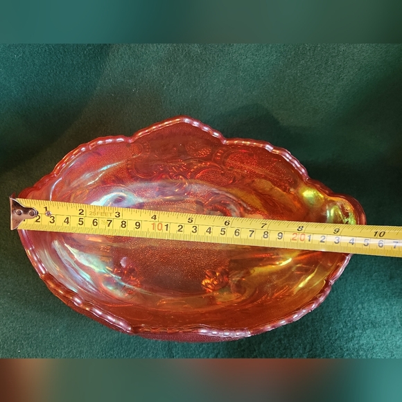 Vintage Peach Amber Glass Bowl Irridescent Depression Art Fruit - Picture 7 of 8